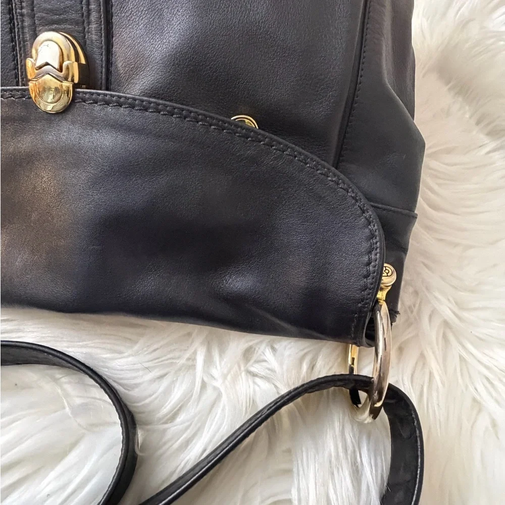 Vintage Elegant Black Leather Shoulder Bag
